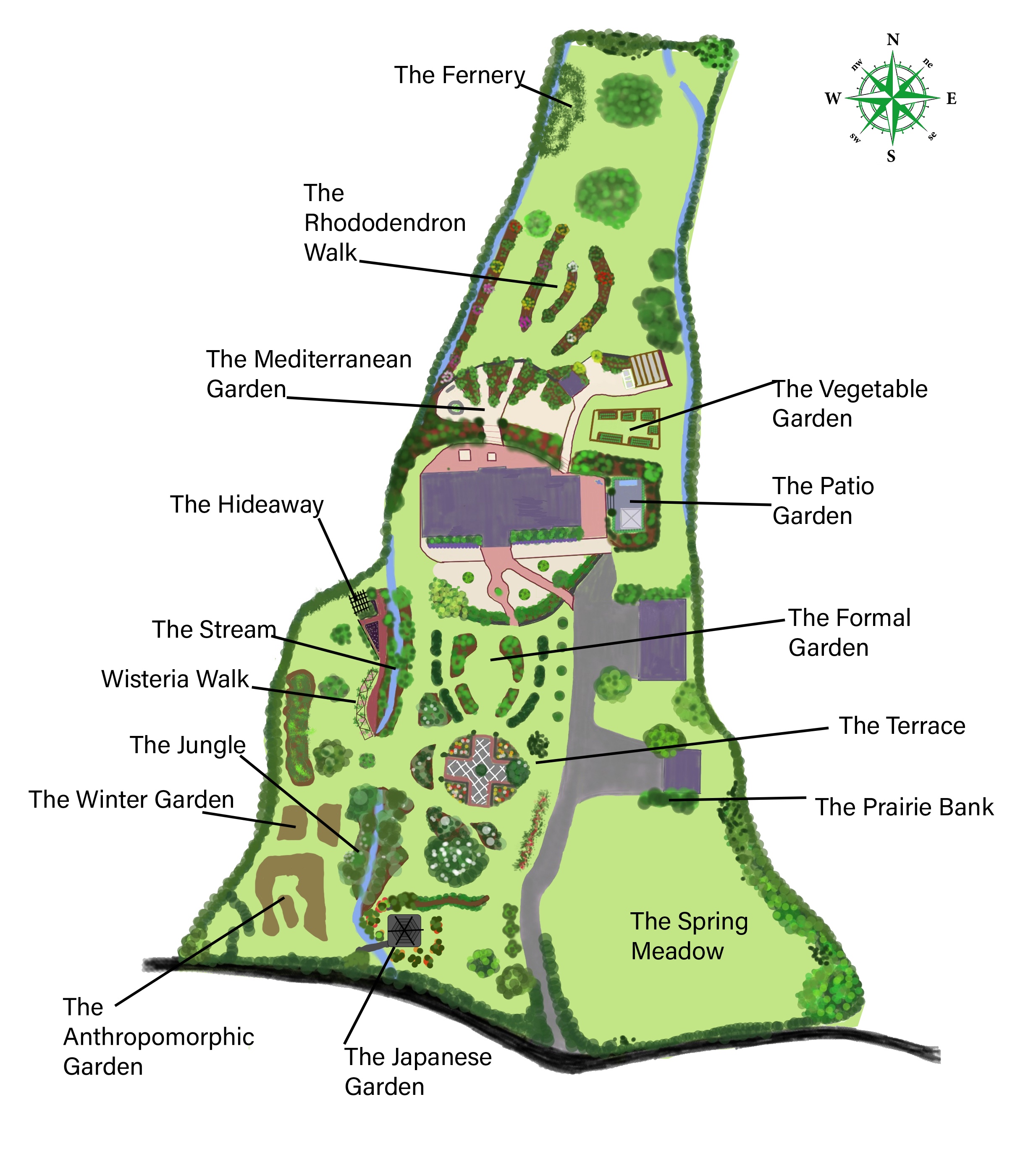 Plan of the gardens at Greenfields